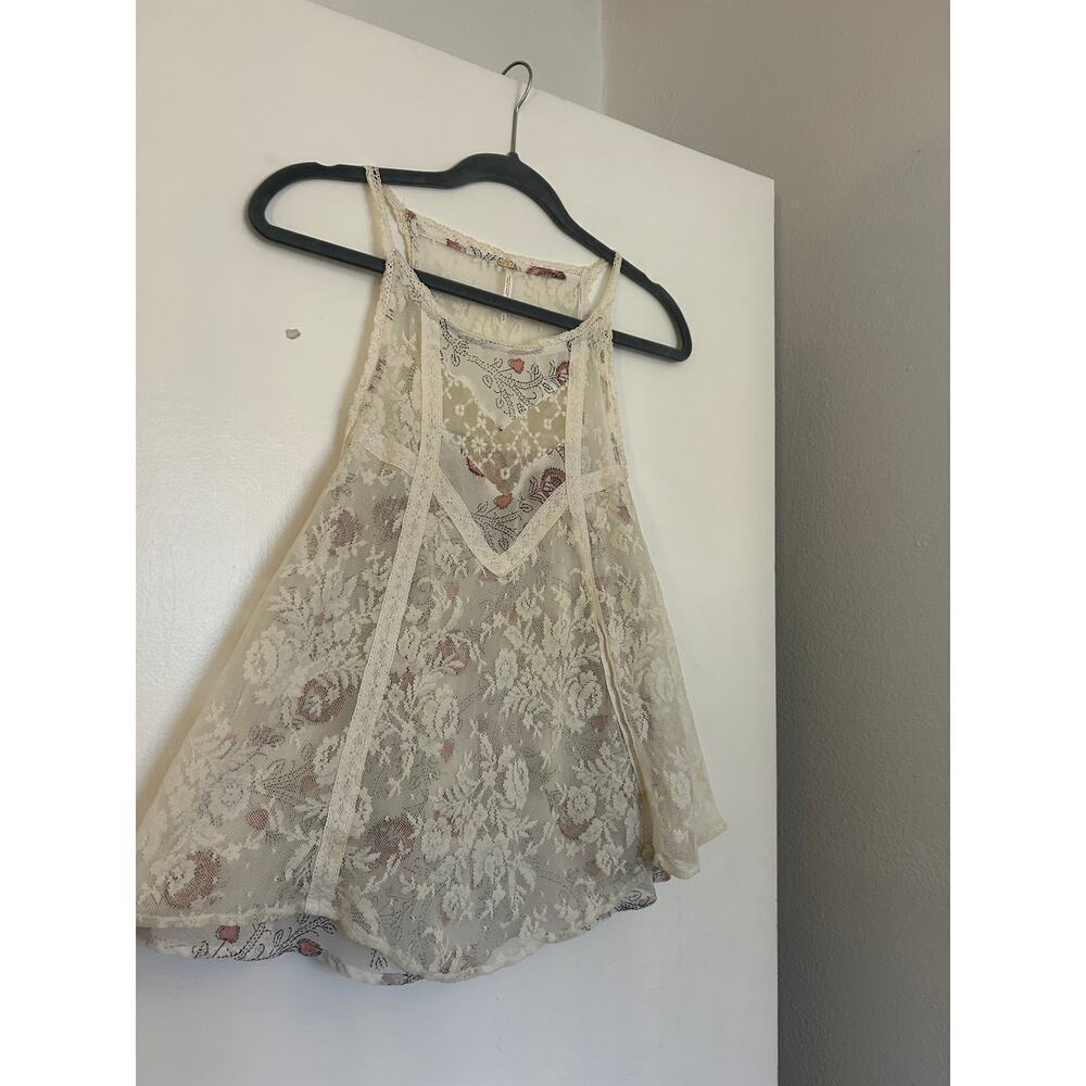 Free People Floral Lace Split-Side Top